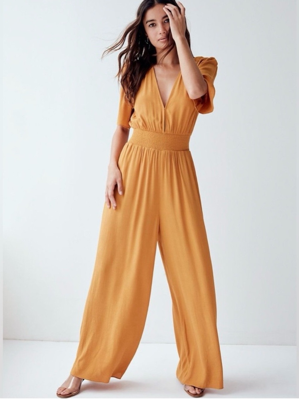 NEW Wilfred Illana Jumpsuit Boho Burnt Orange One Piece Wide Leg Flowy Loose